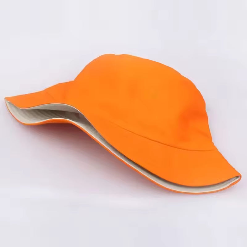 Orange cotton bucket hat ready for custom logo printing