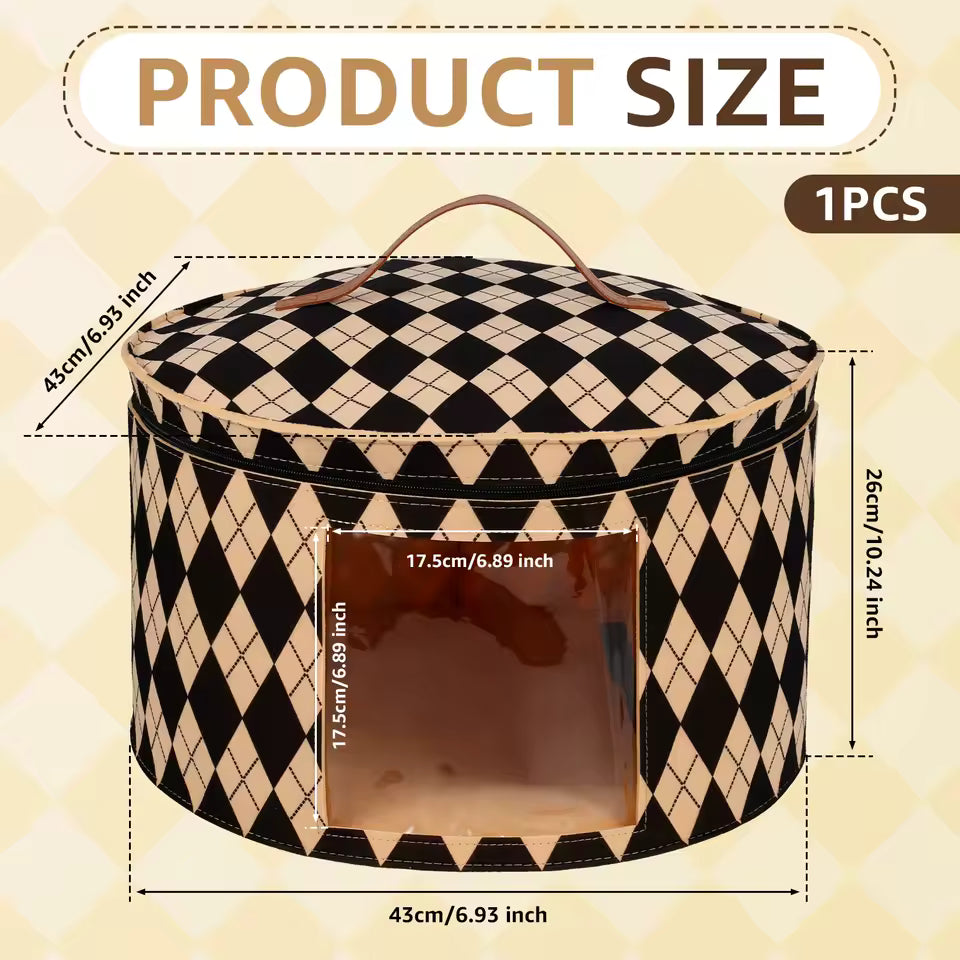 Large Foldable Hat Storage Box, Felt Organizer with Clear Window