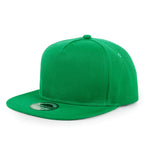Black snapback cap with structured crown for branding