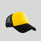 Personalized logo trucker hat in yellow with black mesh – custom mesh-back baseball cap