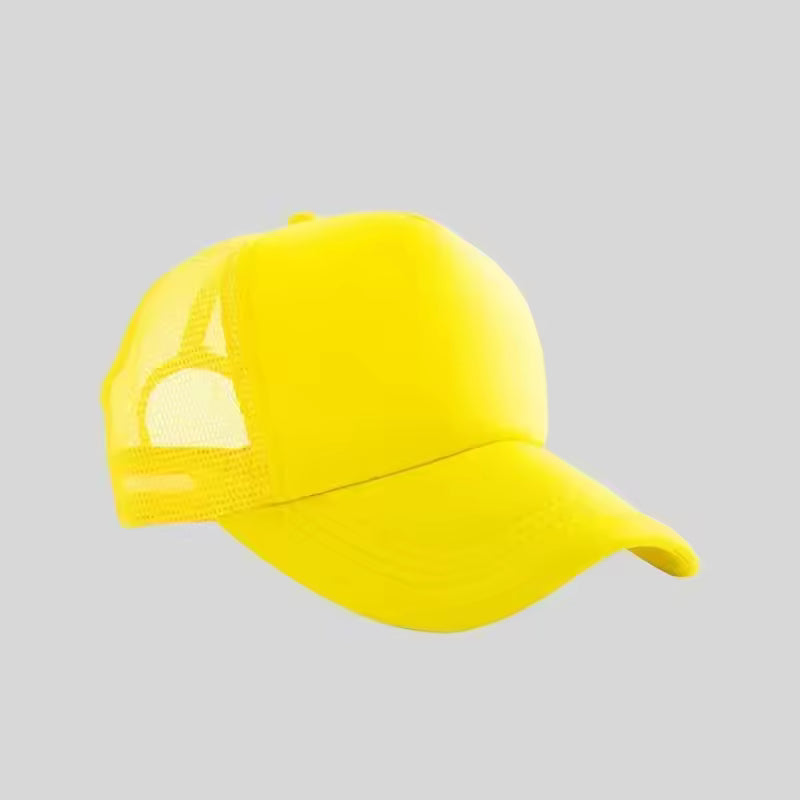 Personalized logo trucker hat in yellow – custom mesh-back baseball cap