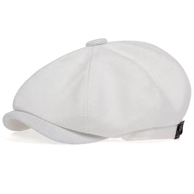 Men's Linen Newsboy Cap Retro Octagonal Beret Hat for All Seasons
