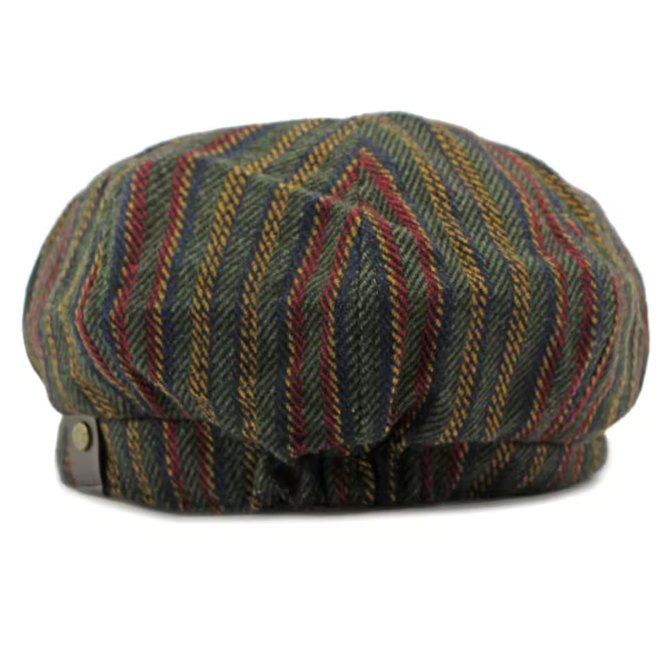 Striped Octagonal Beret Artist Painter Flat Cap