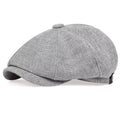 Men's Linen Newsboy Cap Retro Octagonal Beret Hat for All Seasons