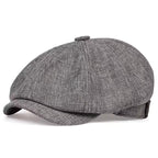 Men's Linen Newsboy Cap Retro Octagonal Beret Hat for All Seasons