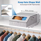 Foldable Baseball Cap Storage Box with Lid, Dustproof Hat Organizer