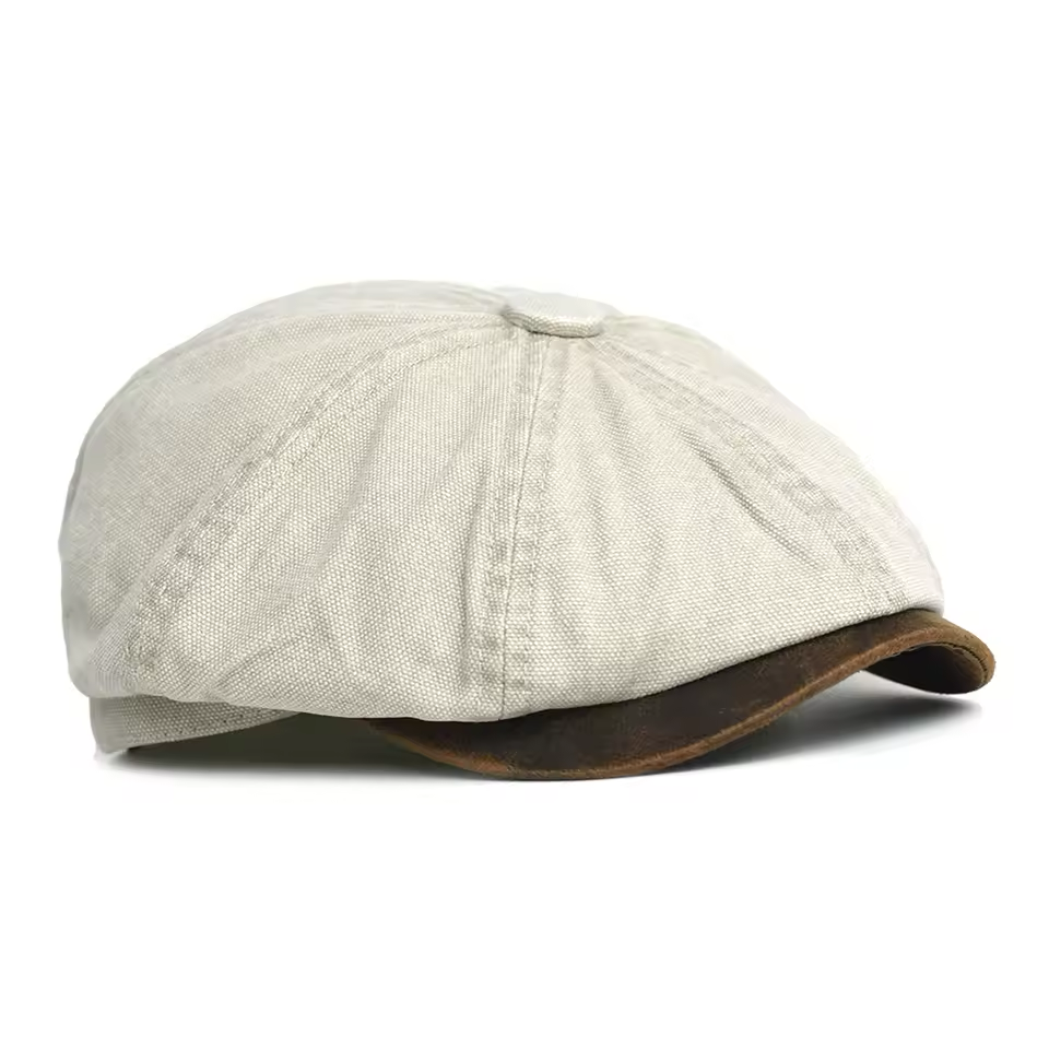 Men's Cotton Newsboy Cap – Retro Octagonal Flat Hat