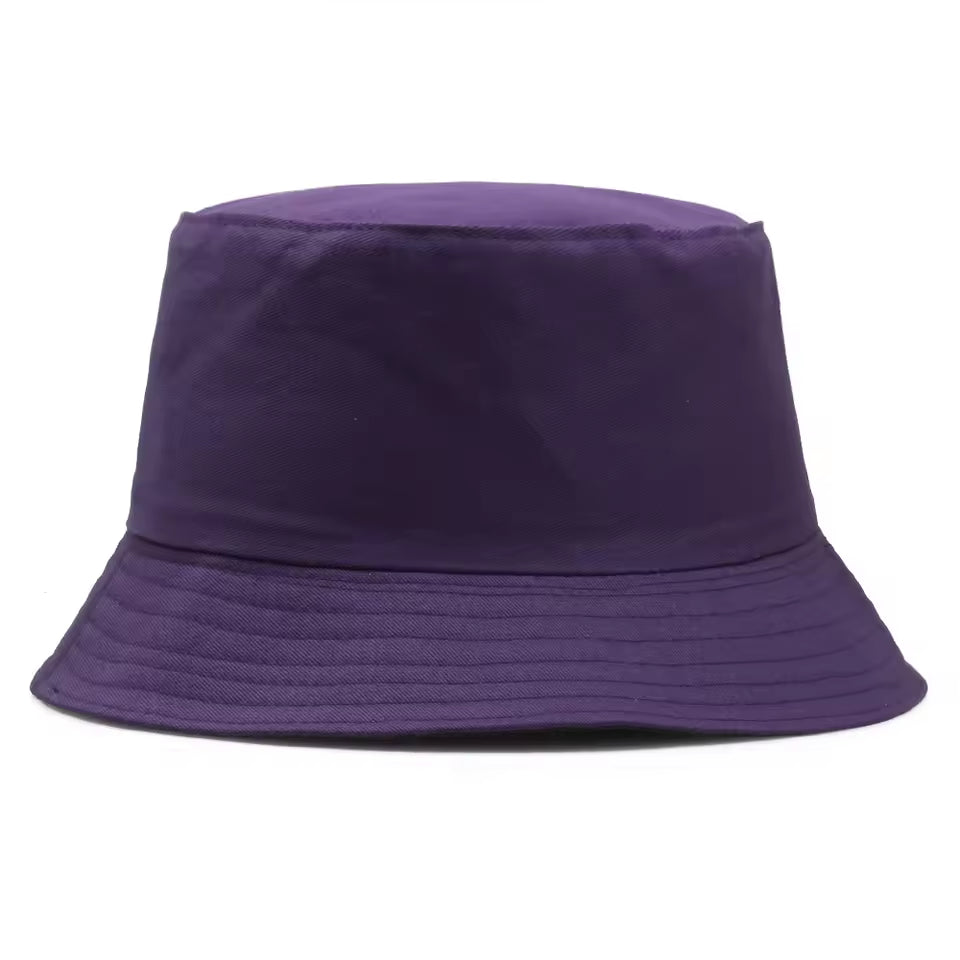 Bucket hat with custom lettering on the front panel