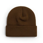 Black knit beanie with custom printed logo for branding