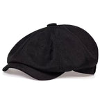 Men's Linen Newsboy Cap Retro Octagonal Beret Hat for All Seasons
