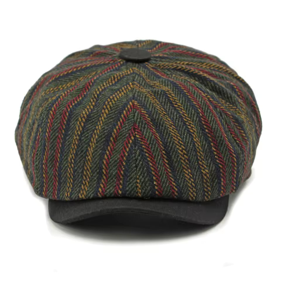 Striped Octagonal Beret Artist Painter Flat Cap