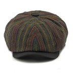 Striped Octagonal Beret Artist Painter Flat Cap