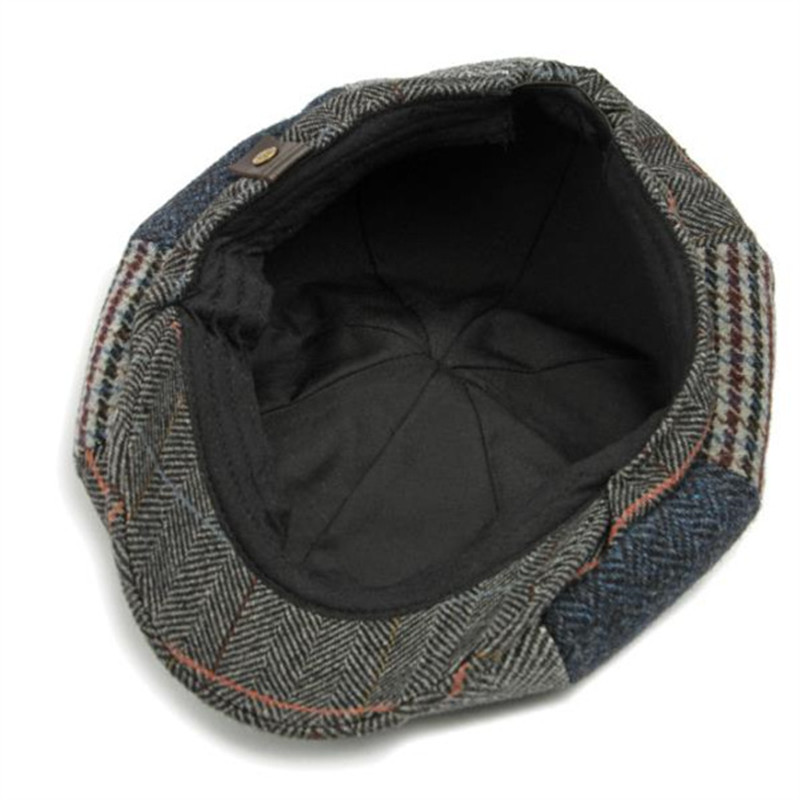 Cotton Plaid Newsboy Cap – Classic Flat Peaked Beret