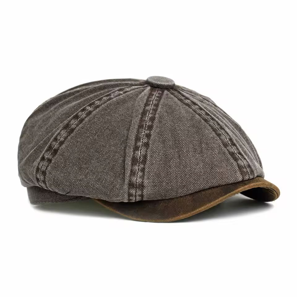 Men's Cotton Newsboy Cap – Retro Octagonal Flat Hat