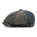 Cotton Plaid Newsboy Cap – Classic Flat Peaked Beret