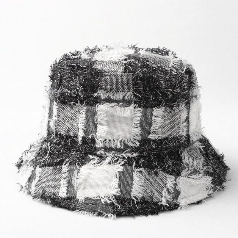 Saint-Dennis Fur Plaid Bucket Hat