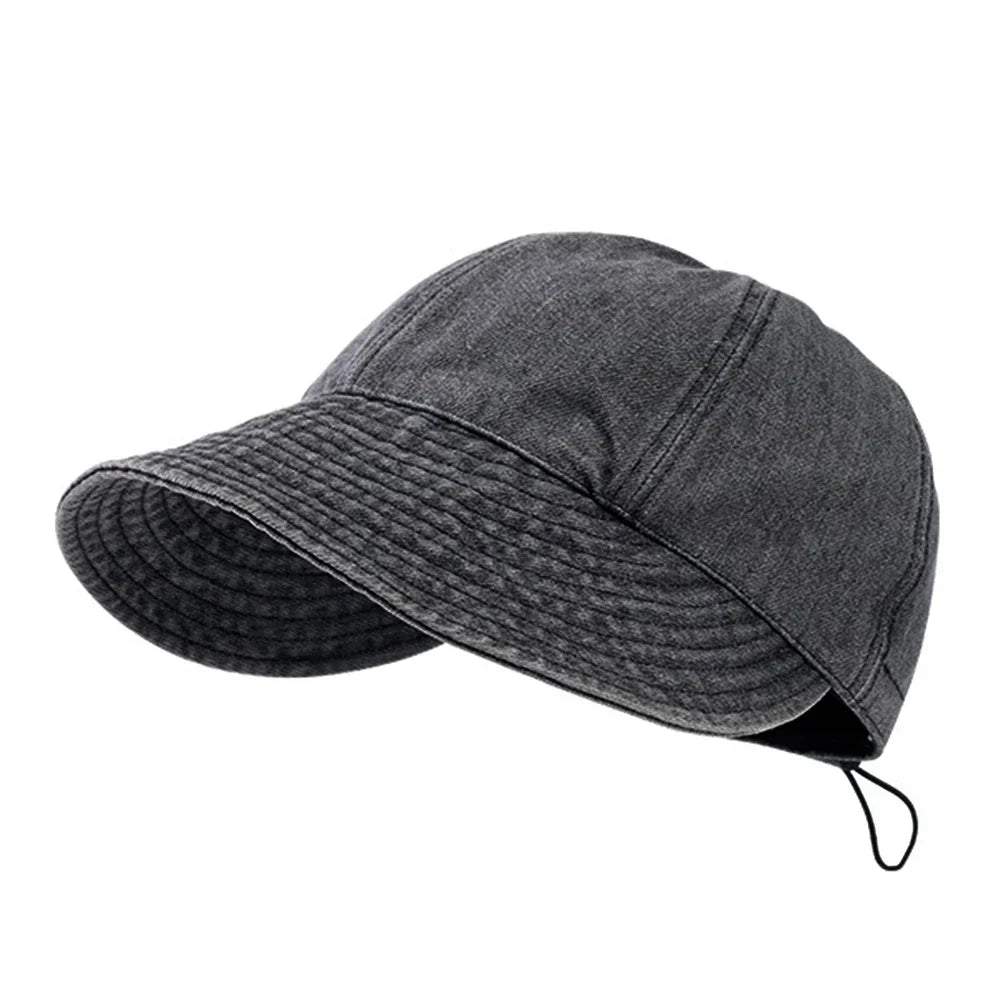 Saint Joan Wide Brimmed Cotton Denim Visor