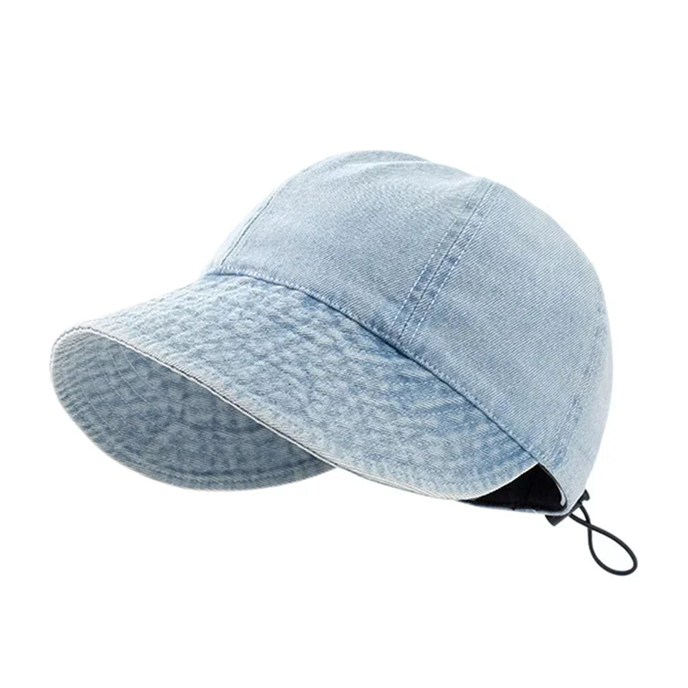 Saint Joan Wide Brimmed Cotton Denim Visor