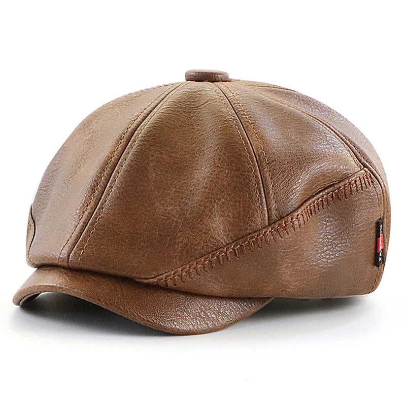 Salzsburg Vintage Leather Newsboy Cap