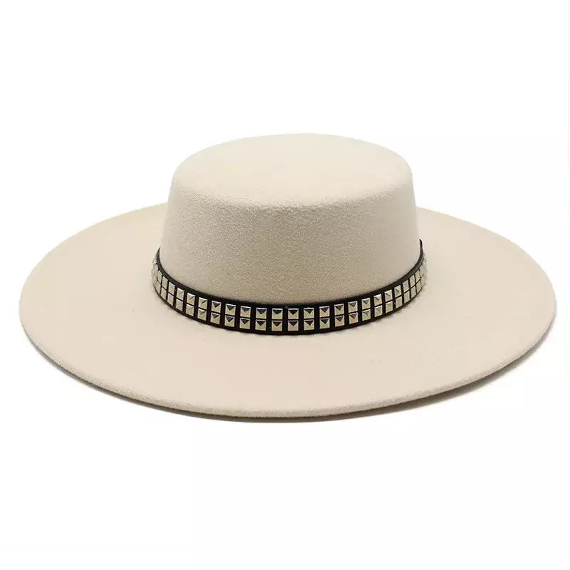 Beige Cotton Boater Hat – classic cotton boater hat