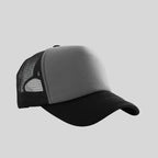 Personalized logo trucker hat in dark grey – custom mesh-back baseball cap