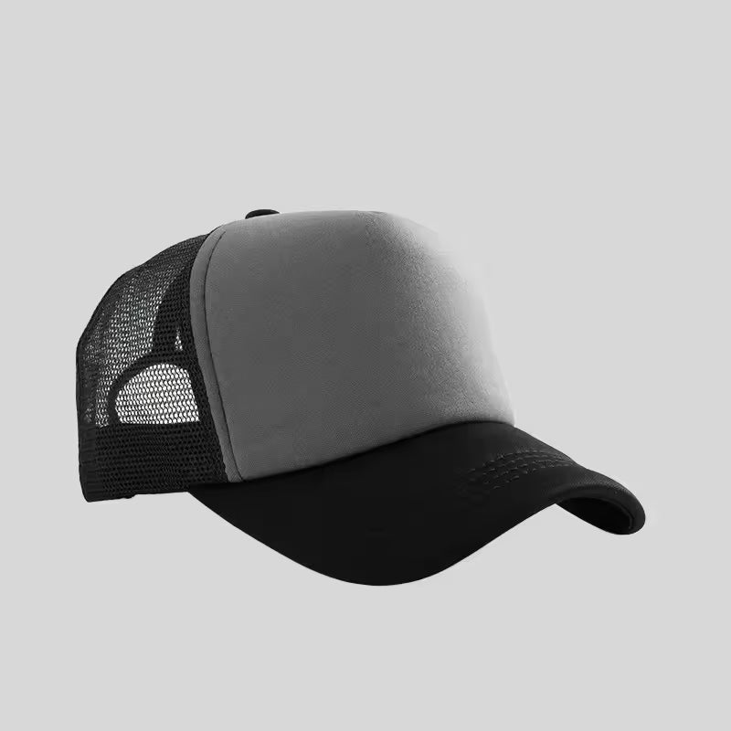 Personalized logo trucker hat in dark grey – custom mesh-back baseball cap