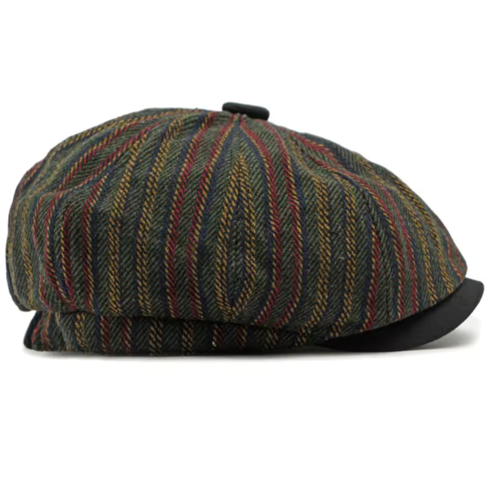 Striped Octagonal Beret Artist Painter Flat Cap