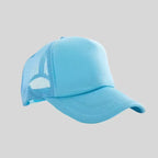 Personalized logo trucker hat in baby blue – custom mesh-back baseball cap