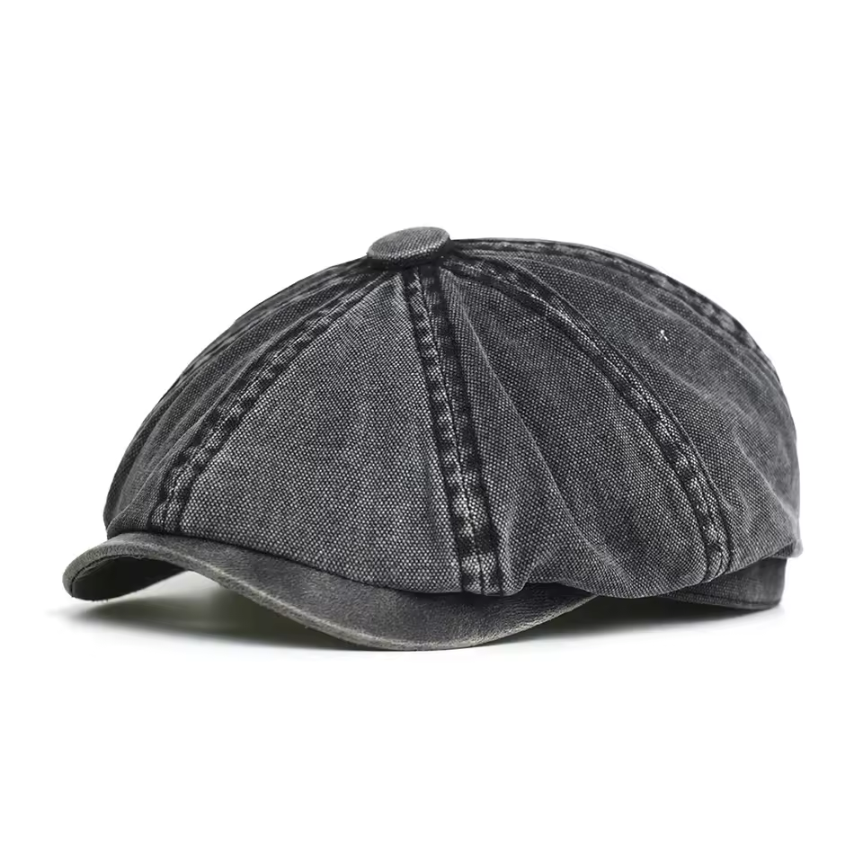 Men's Cotton Newsboy Cap – Retro Octagonal Flat Hat