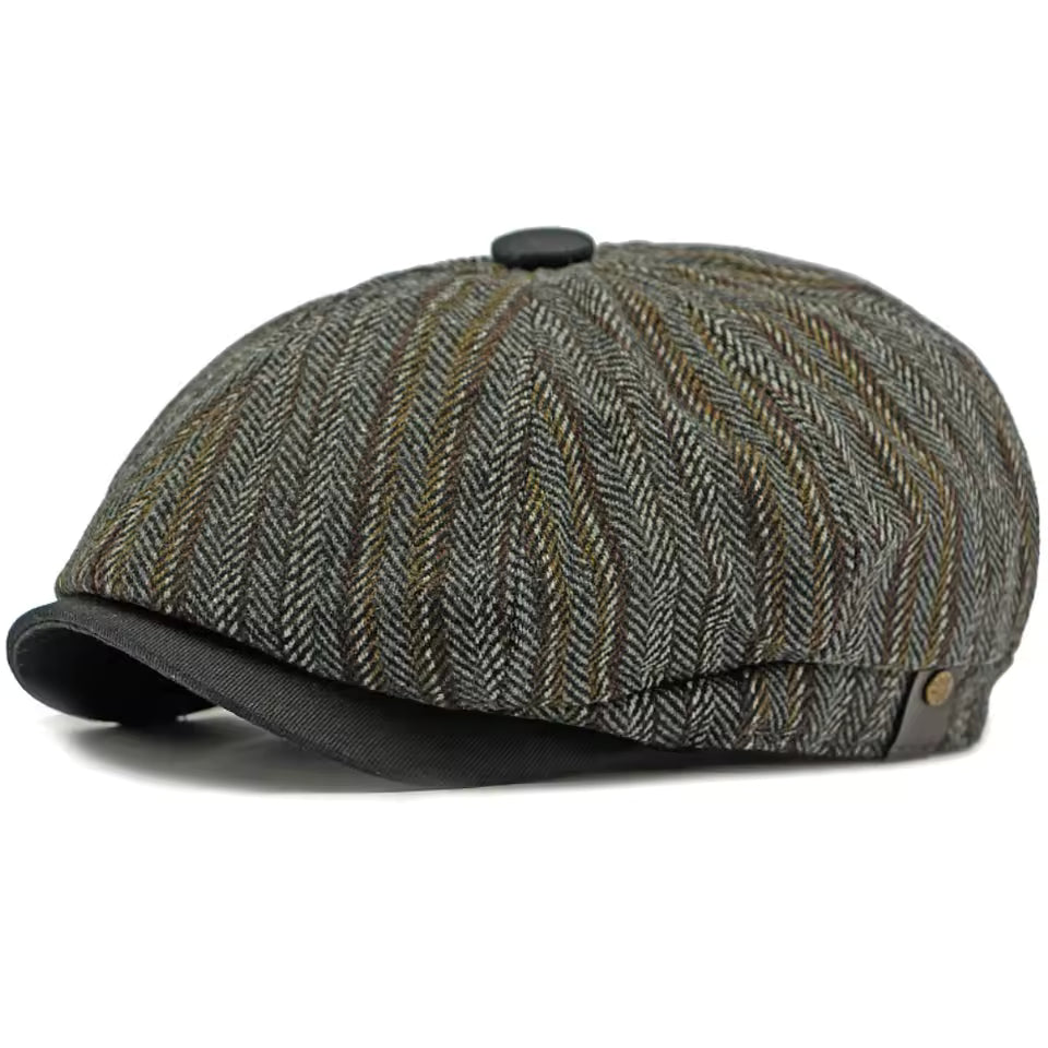 Striped Octagonal Beret Artist Painter Flat Cap