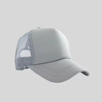 Personalized logo trucker hat in light grey – custom mesh-back baseball cap