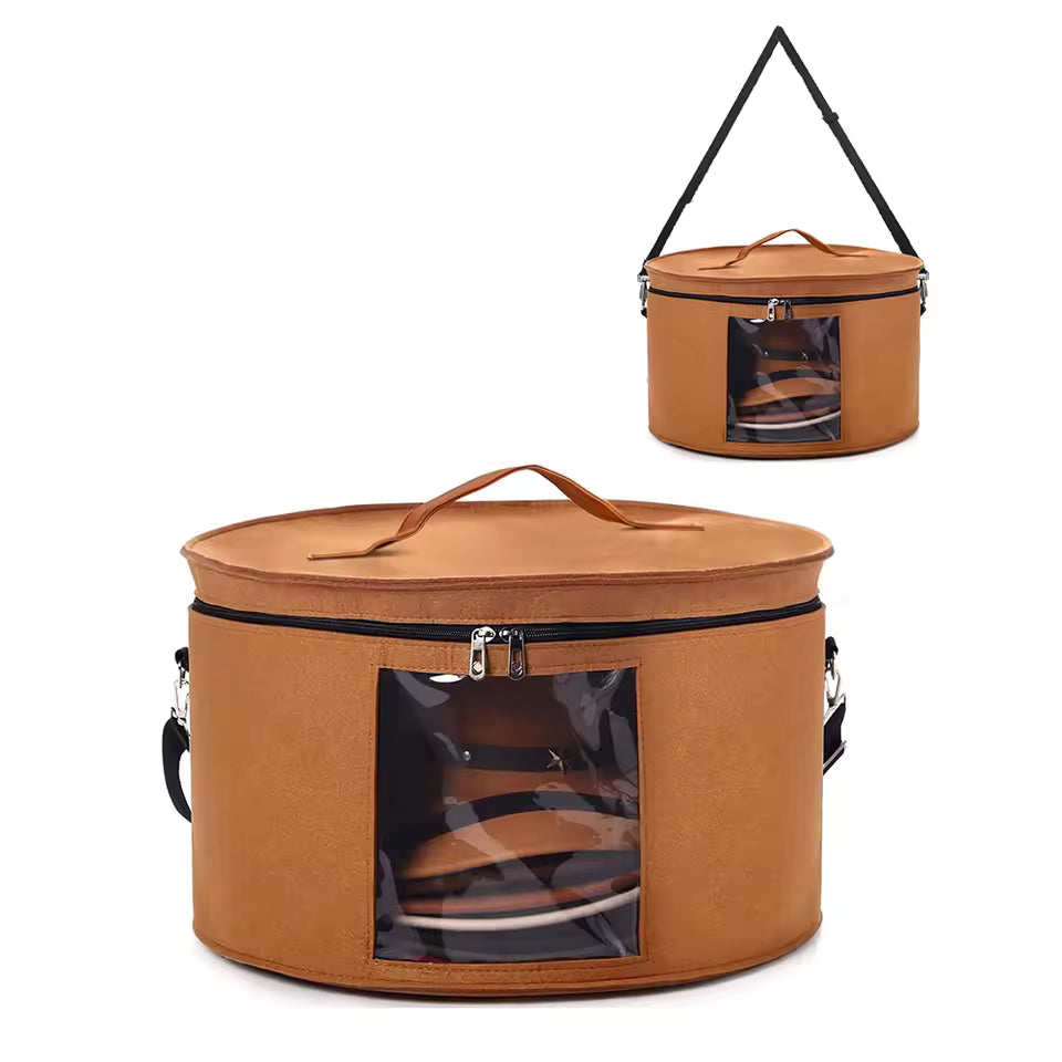 Round Hat Storage Box, Large Felt Organizer with Clear Window