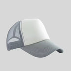 Personalized logo trucker hat in grey with white front – custom mesh-back baseball cap
