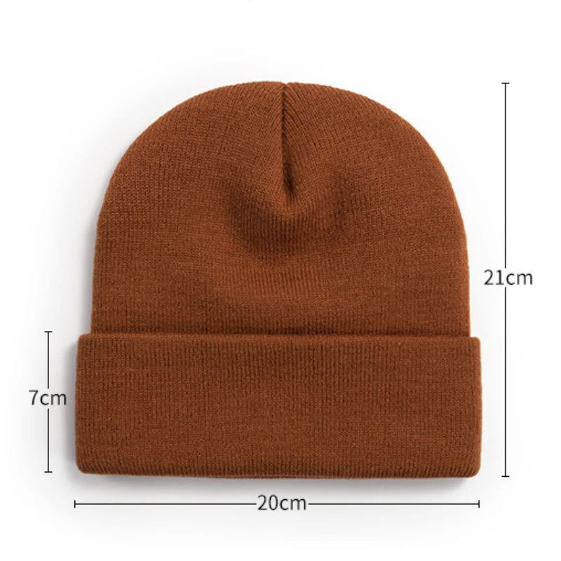 Custom beanie color range including beige, navy, red and black