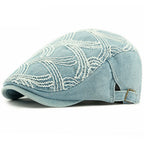 Sea Waves Denim Flat Cap