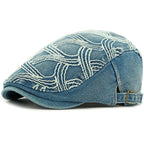 Sea Waves Denim Flat Cap