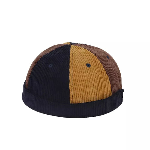 Yellow and brown Corduroy Docker Cap