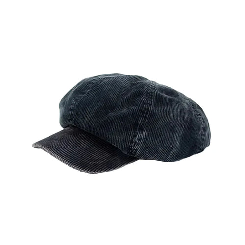 Black Corduroy Newsboy Cap