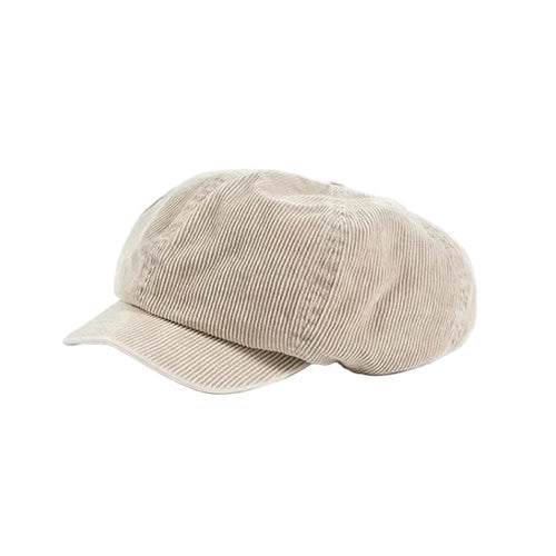 White Corduroy Newsboy Cap