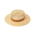Brown straw raffia boater hat – natural raffia boater hat