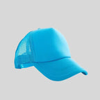 Personalized logo trucker hat in sky blue – custom mesh-back baseball cap