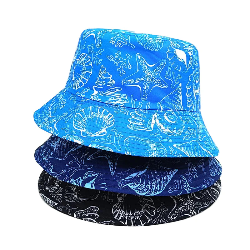 Shells Print Reversible Bucket Hat