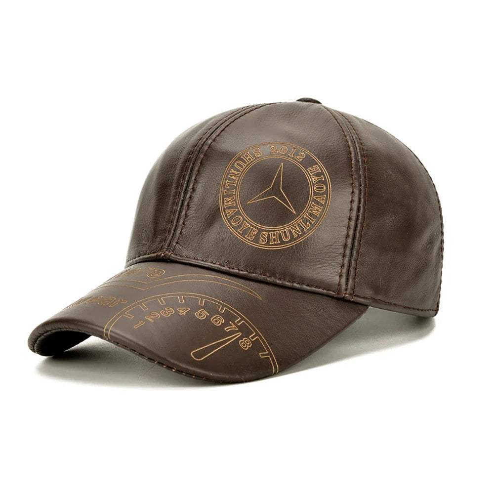 Shunlima Racing Genuine Leather Baseball Cap