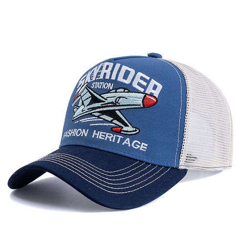 Navy blue and sky blue Baseball Trucker Cap