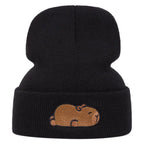 Sleeping Capybara Winter Knitted Beanie