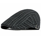 Sook Striped Denim Flat Cap