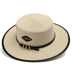 Beige straw boater hat – classic straw hat