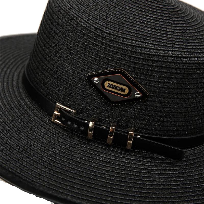 Black straw boater hat – straw hat detail