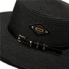 Black straw boater hat – straw hat detail