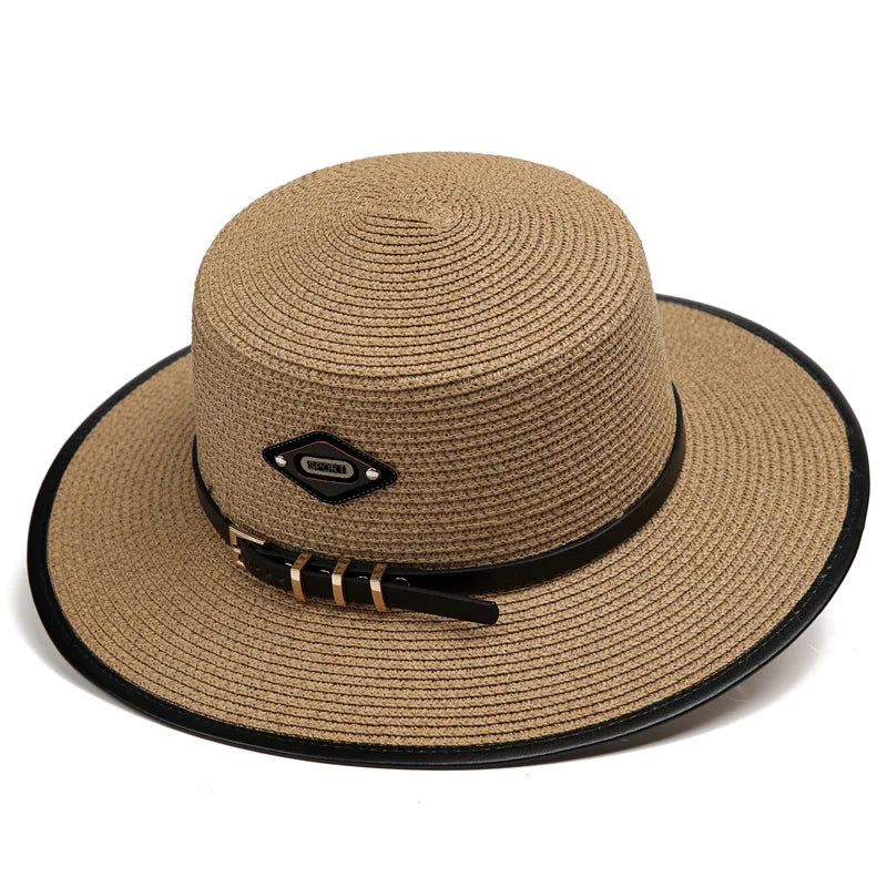 Khaki straw boater hat – classic straw hat